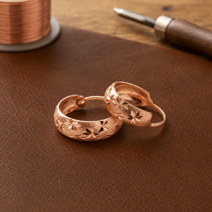 Crimson Flora Copper Earrings