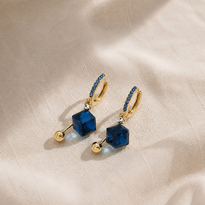 Blue Crystal Hoop Earrings