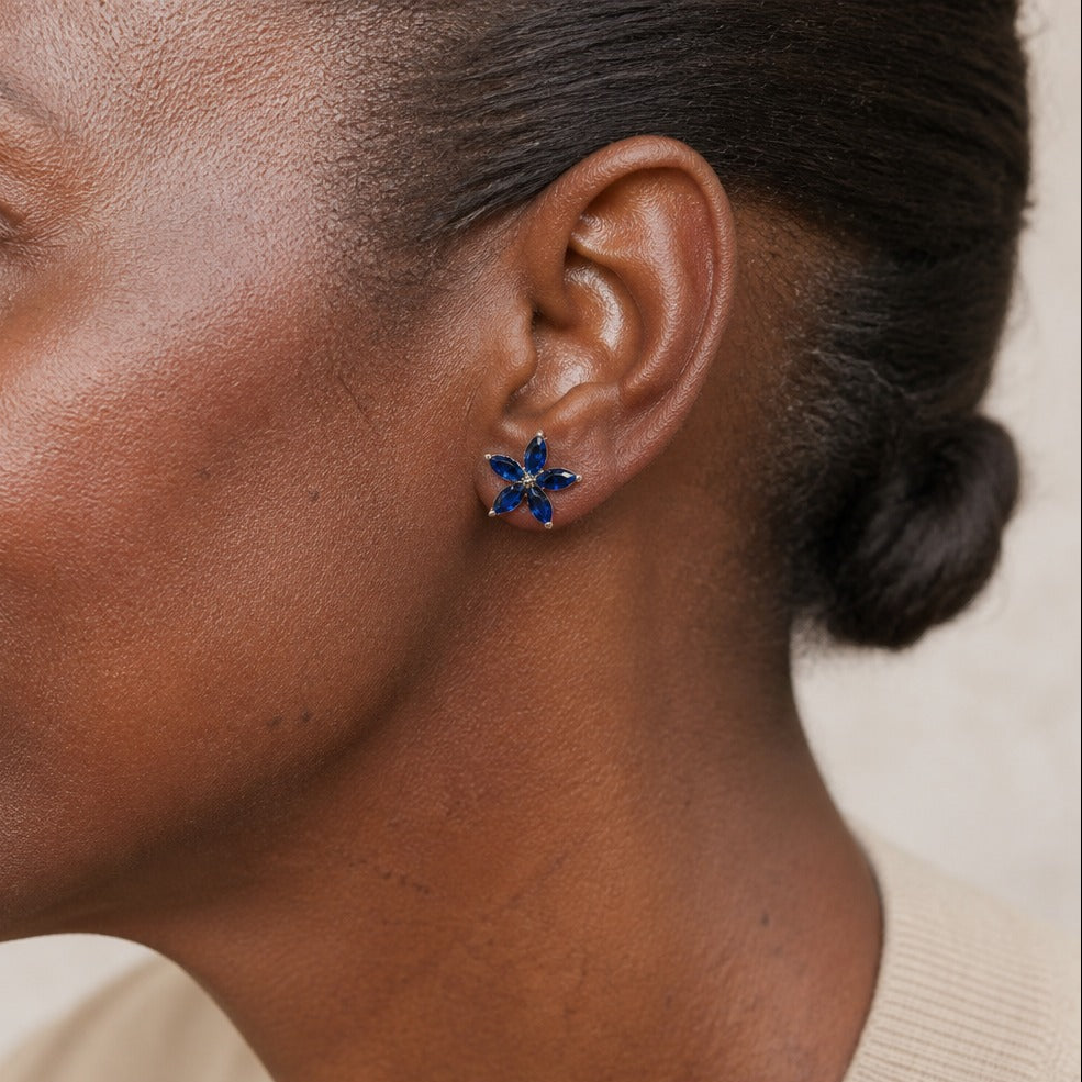 Floral Zirconia Stud Earrings