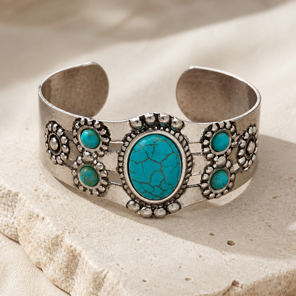 Oval Turquoise Open Bracelet
