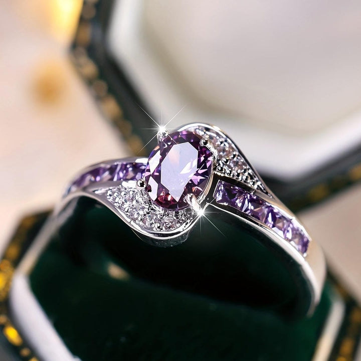 Violet Whisper Crystal Twist Ring