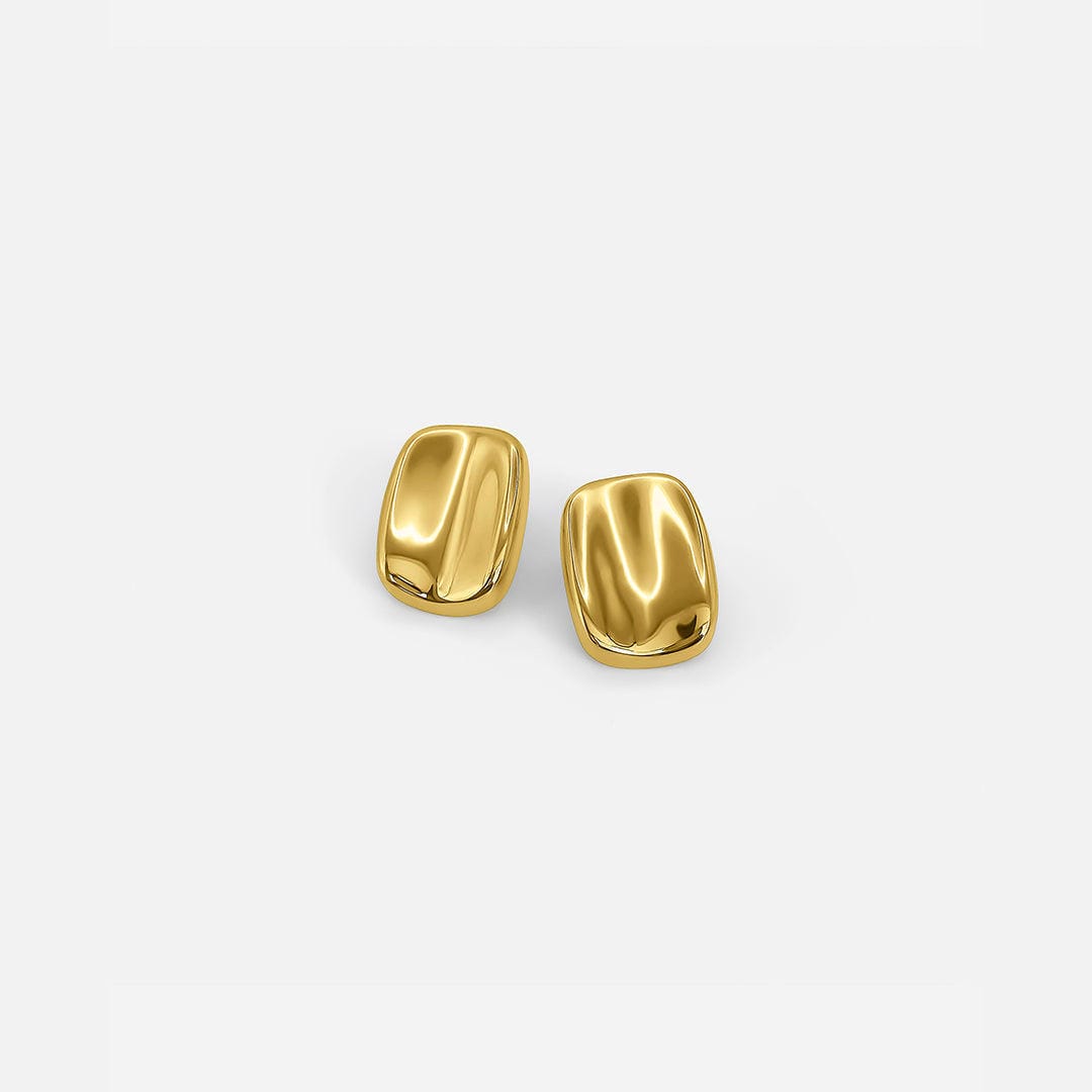 Radiant Gold Rectangular Stud Earrings