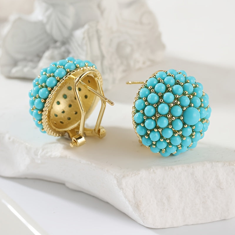 Elite Turquoise Flower Stud Earrings