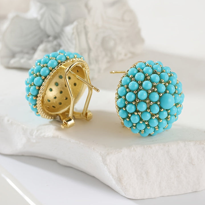 Elite Turquoise Flower Stud Earrings