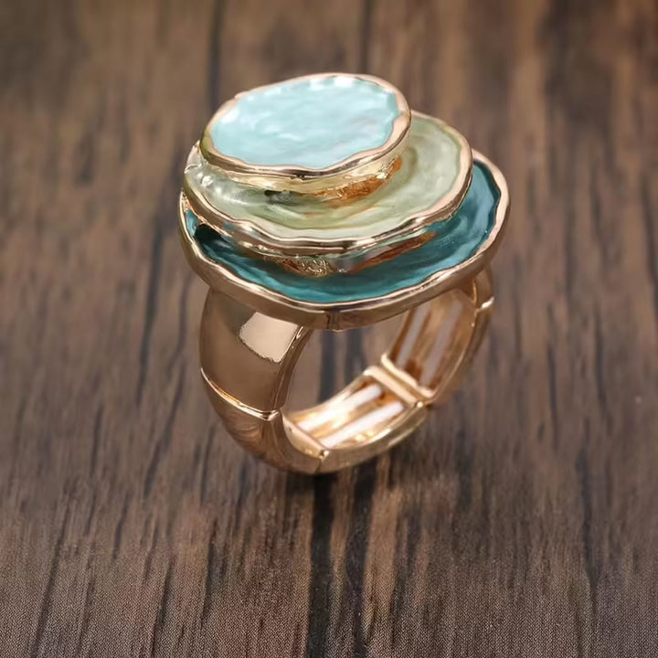 Lagoon Petal Stack Adjustable Statement Ring