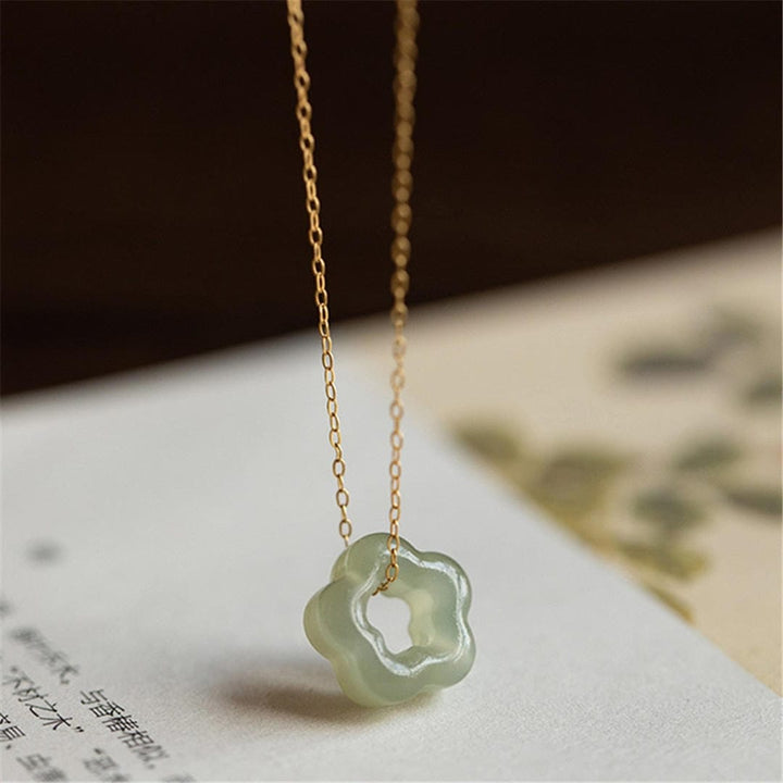 Green Jade Floral Pendant Necklace