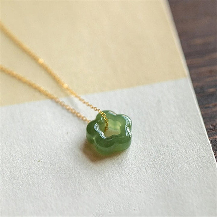 Green Jade Floral Pendant Necklace