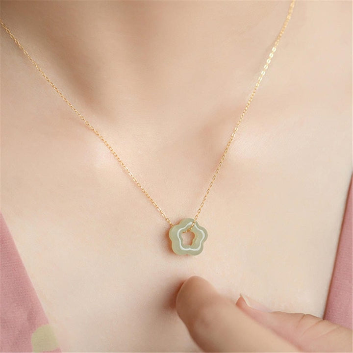 Green Jade Floral Pendant Necklace