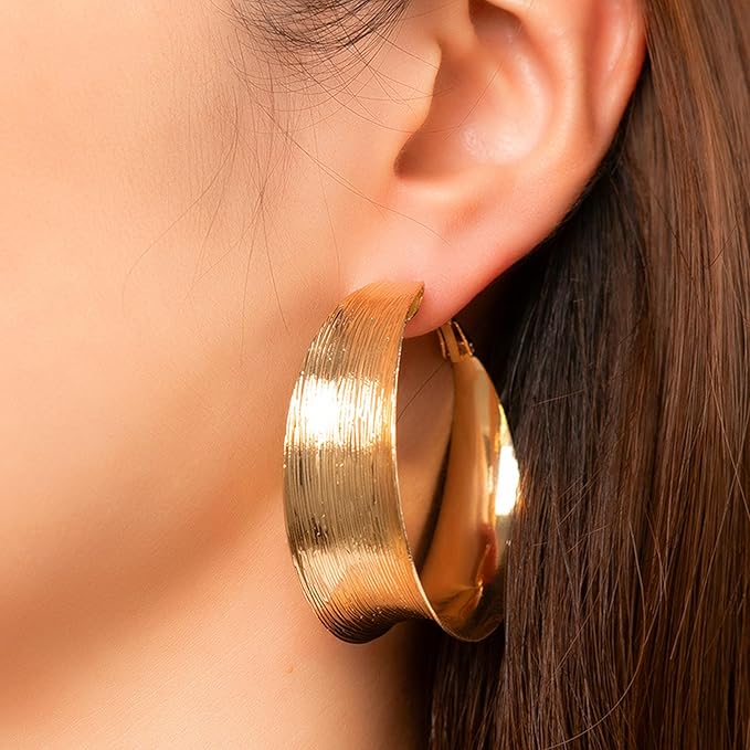 Vintage Golden Hollow Hoop Earrings