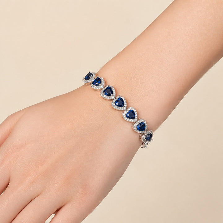 Sapphire Heart Silver Bracelet