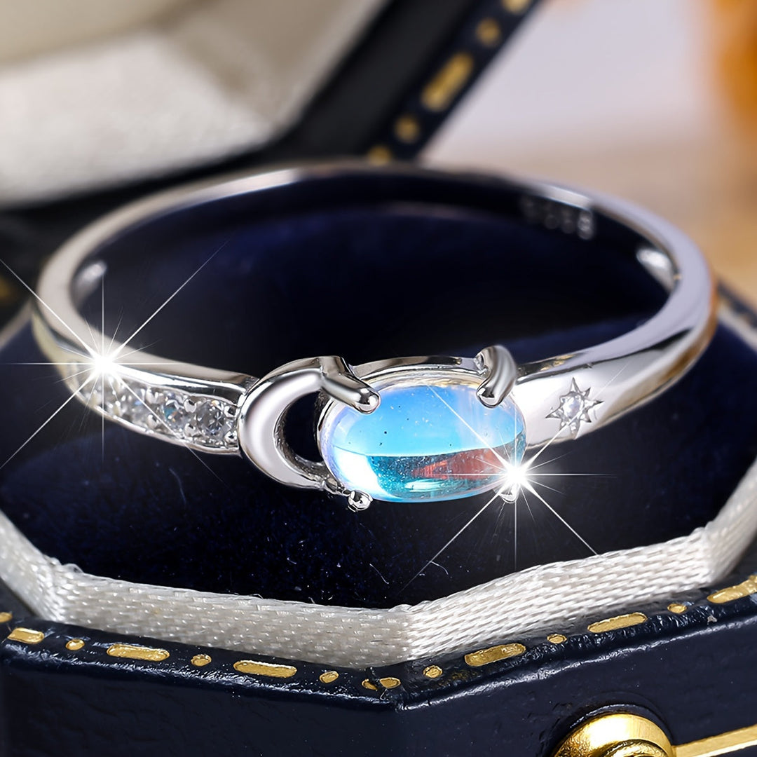 Moonstone Crescent Silver Ring