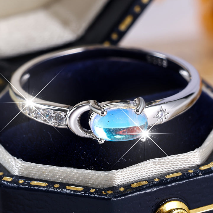 Moonstone Crescent Silver Ring