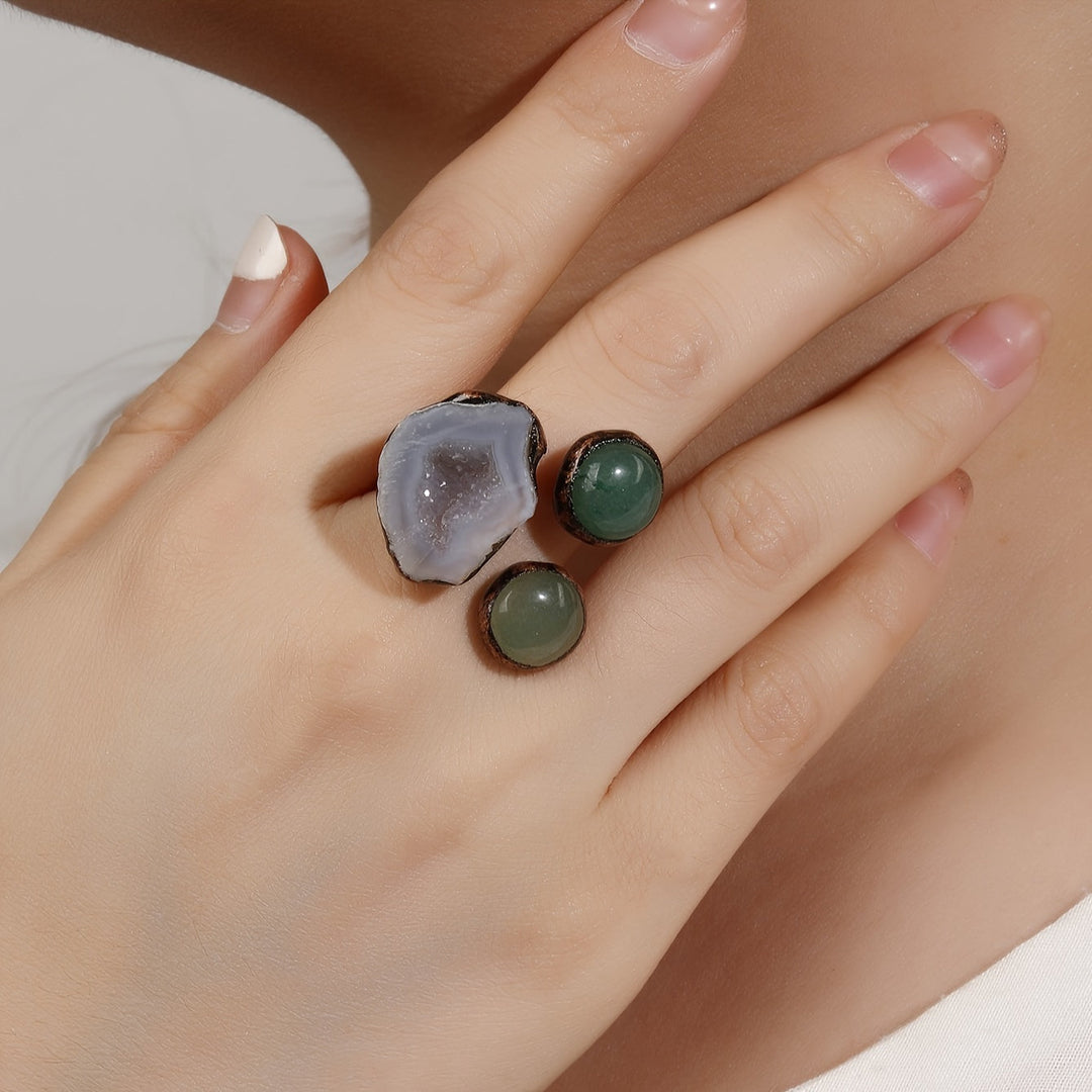 Bohemian Agate Cave Stone Ring