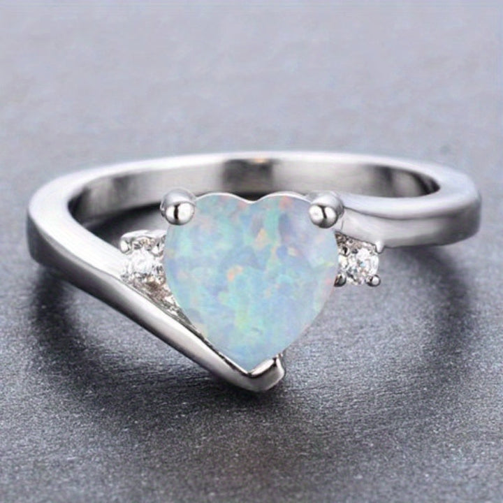 Sleek Silver Heart Moonstone Ring