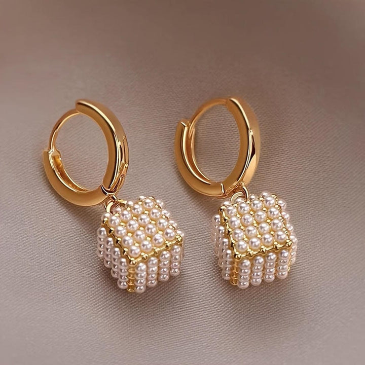 Golden Cube Drop Earrings