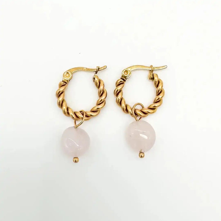 Louane Graceful Drop Stone Twisted Earrings