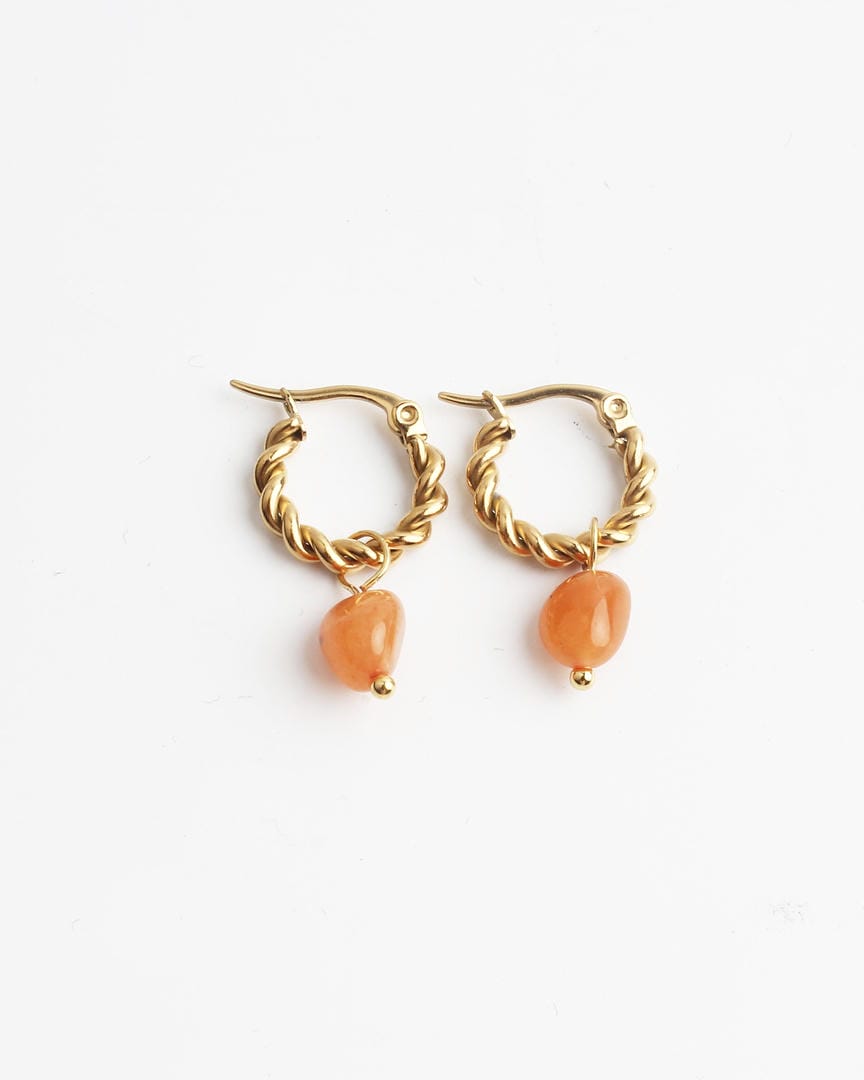 Louane Graceful Drop Stone Twisted Earrings