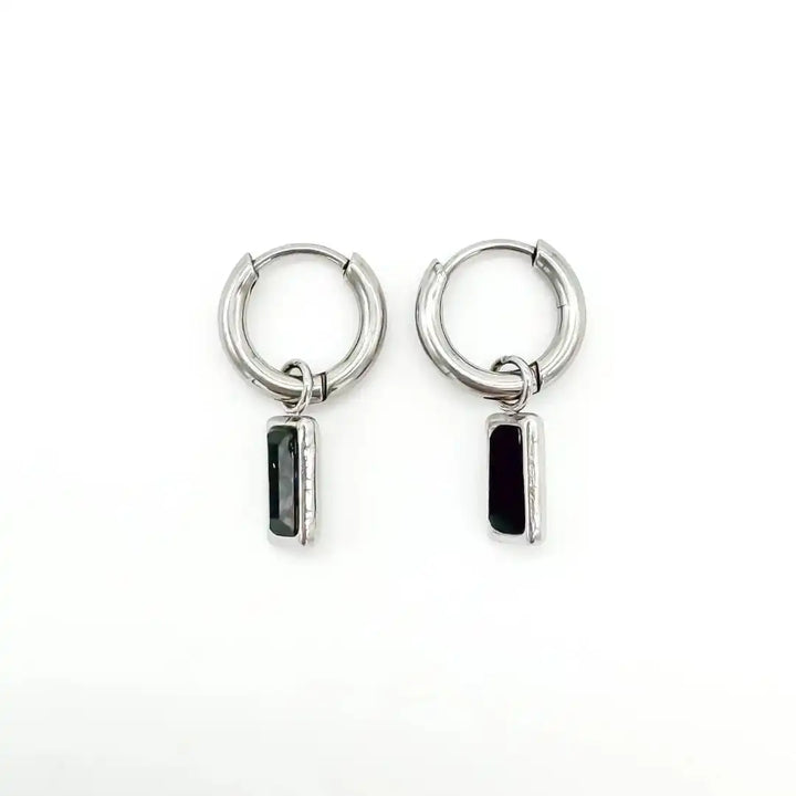 Gleaming Rectangle Drop Gem Earrings