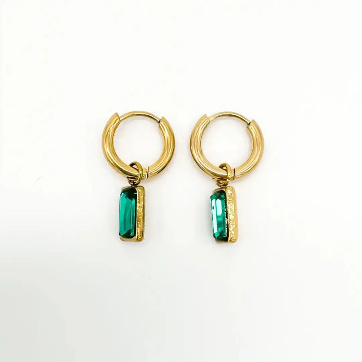 Gleaming Rectangle Drop Gem Earrings