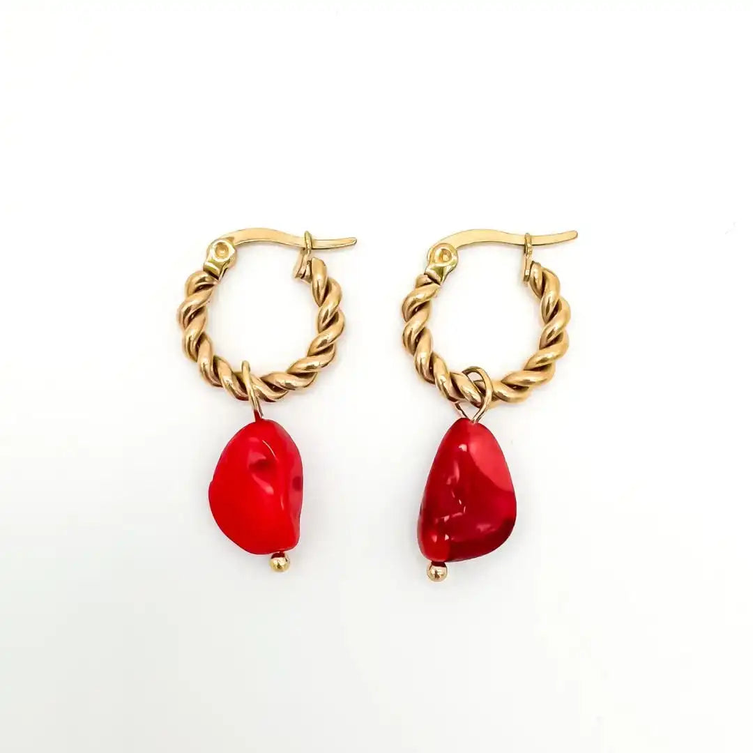 Louane Graceful Drop Stone Twisted Earrings