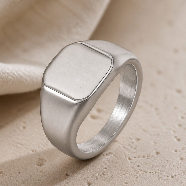 Sovereign Square Signet White Gold Ring