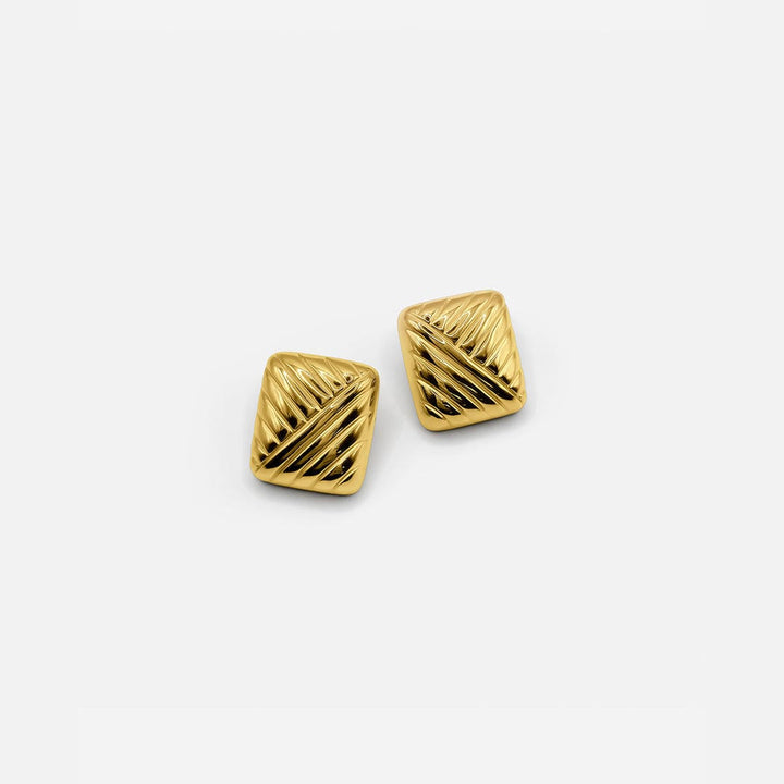 Vintage Gold Rectangle Stud Earrings