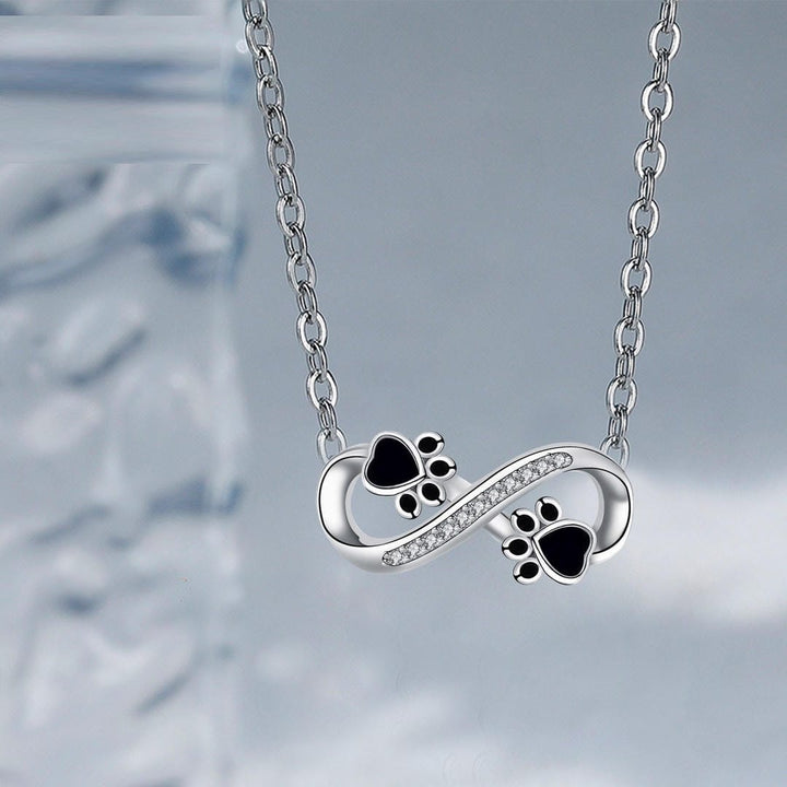 Infinity Paw Print Zirconia Necklace