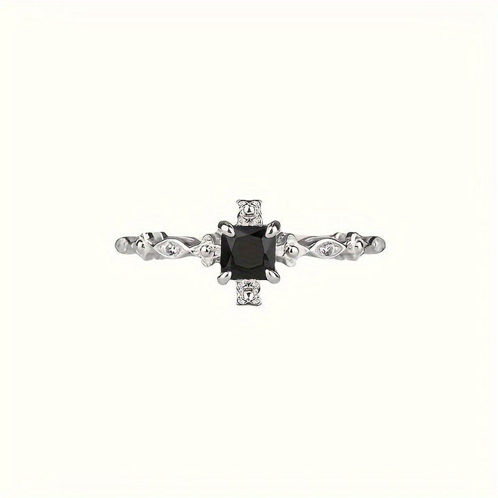 Vintage Black Square Cubic Inlay Ring