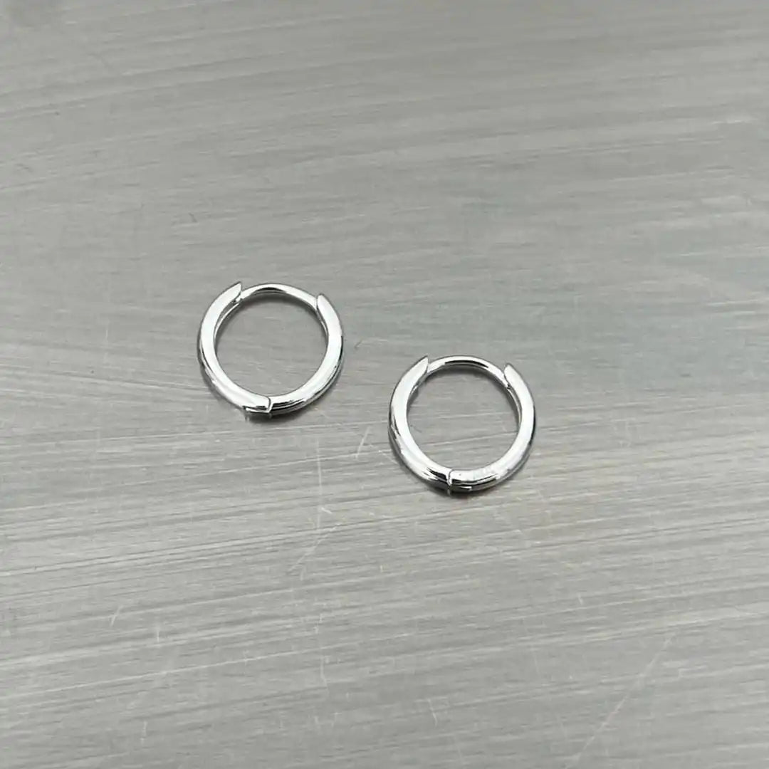 Set of 2 Pairs Brushed Silver Minimal Hoops
