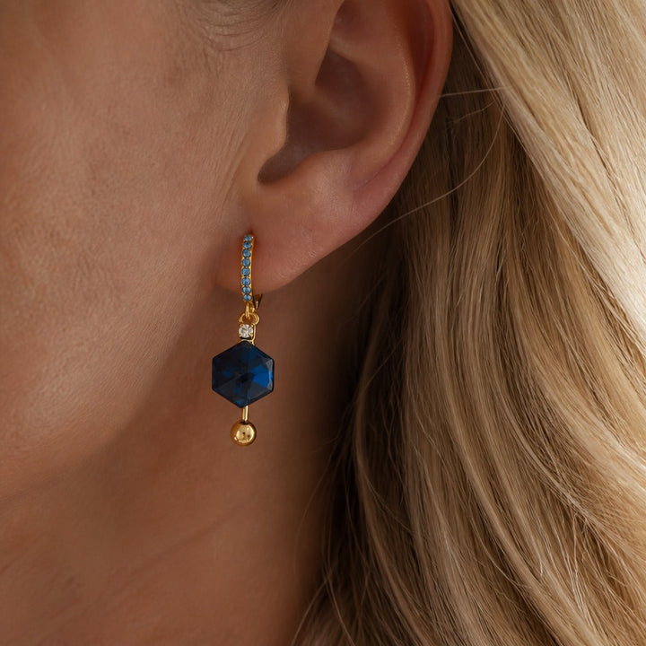 Blue Crystal Hoop Earrings
