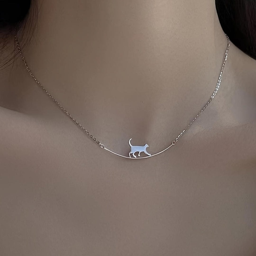 Silver Cat Silhouette Necklace