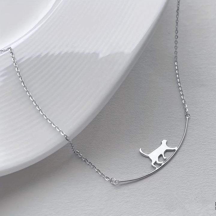 Silver Cat Silhouette Necklace