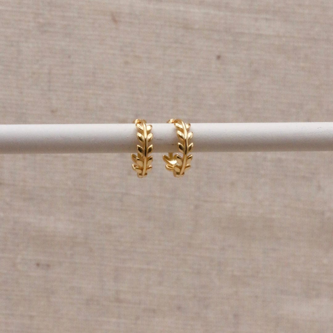 Gold Laurel Huggie Hoops