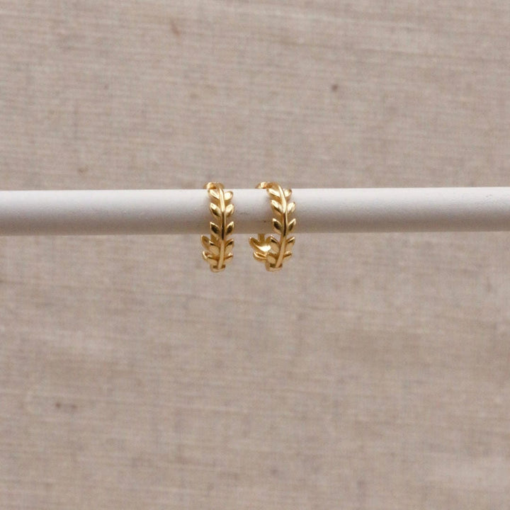 Gold Laurel Huggie Hoops