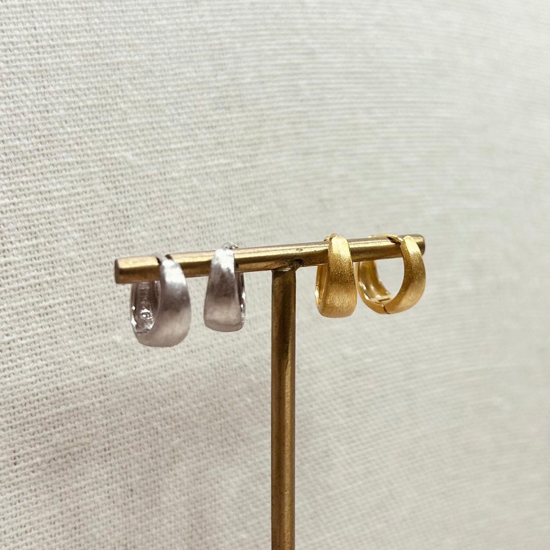 Wide Brushed Huggie Hoops