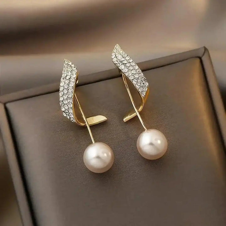 Elegant Pearl Drop Gold Earrings