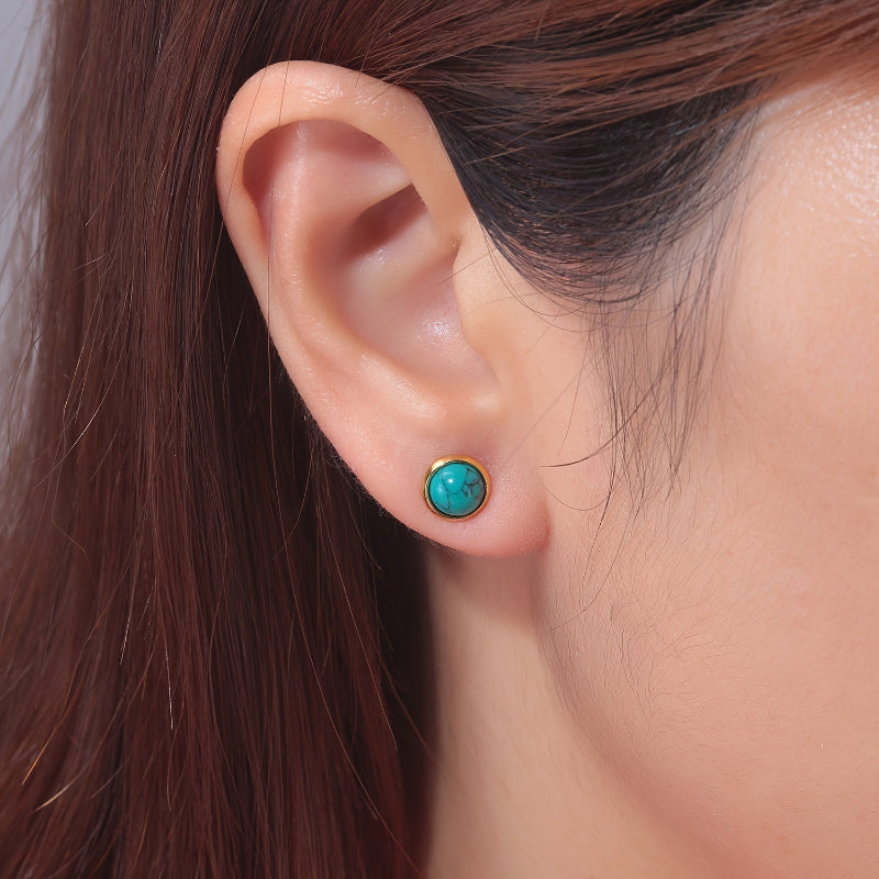Turquoise Round Stud Earrings
