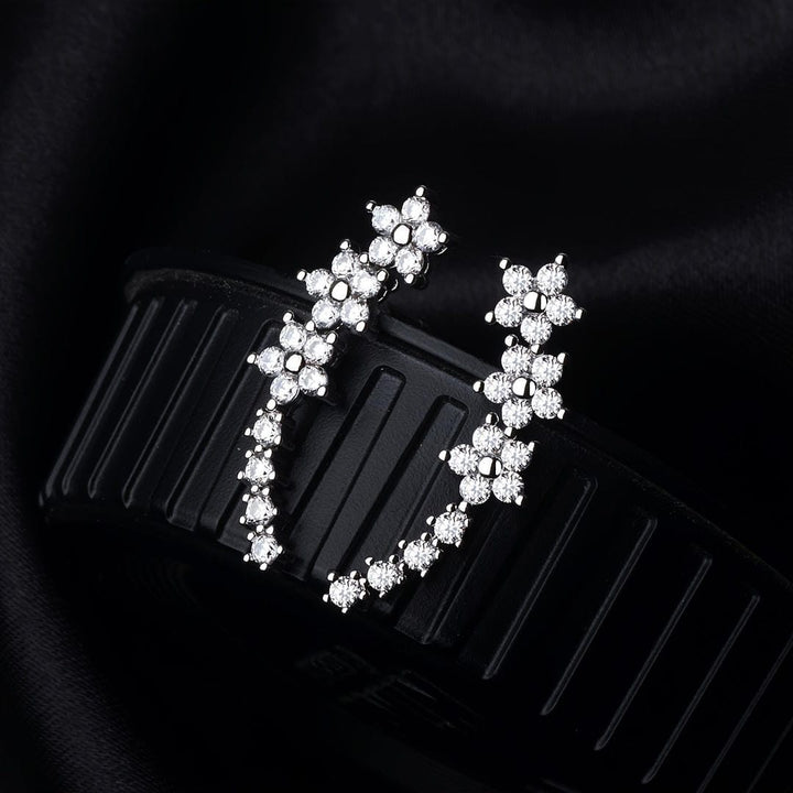 Sparkling Flower Drop Statement Earrings