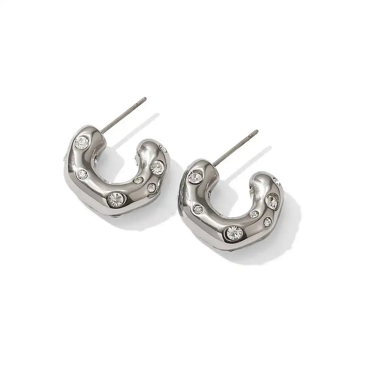 Shimmering Gold Zircon Circle Hoop Earrings