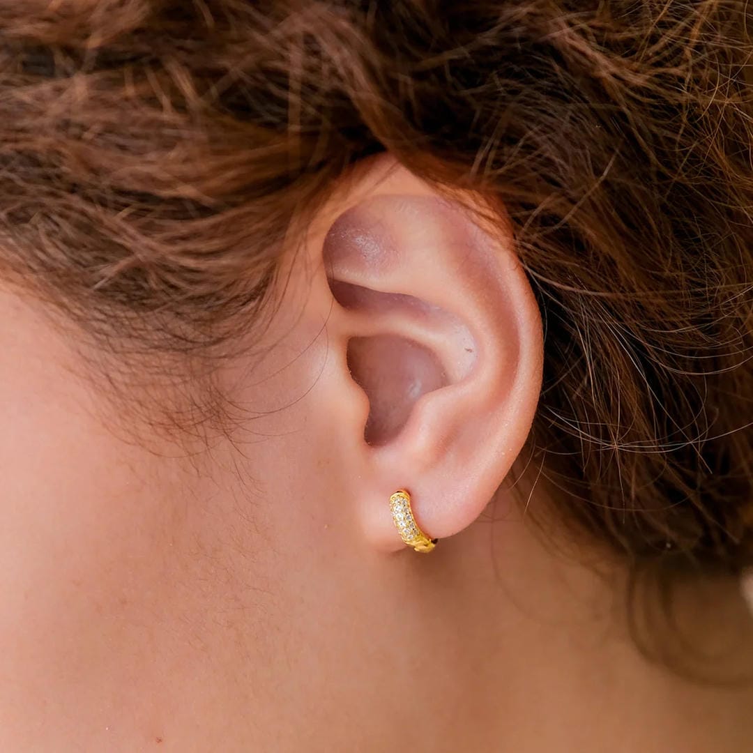 Radiant Chunky Paved Huggie Earrings