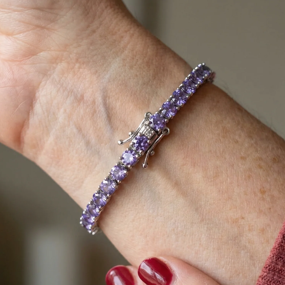 Amethyst Crystal Tennis Bracelet