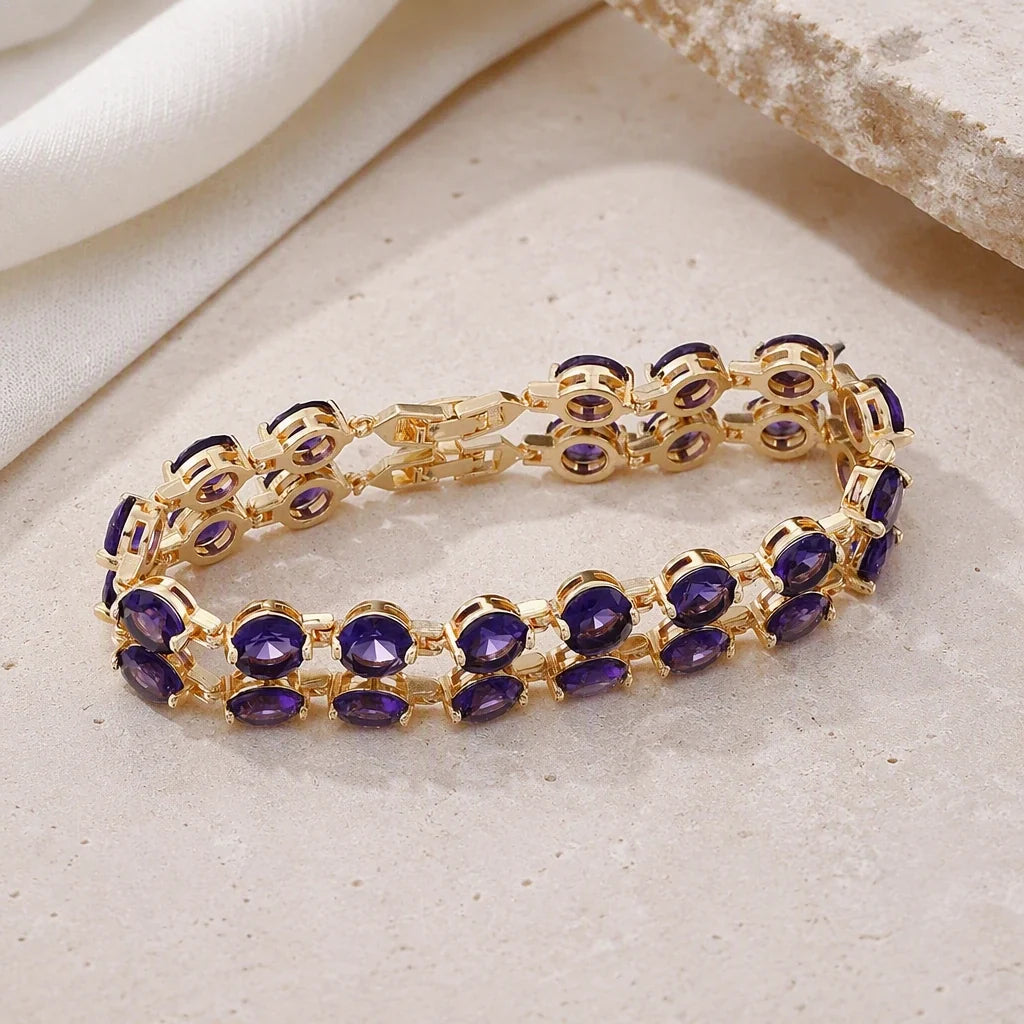 Amethyst Tennis Gold Bracelet