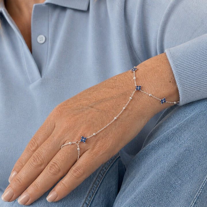 Blue Clover Finger Chain Bracelet