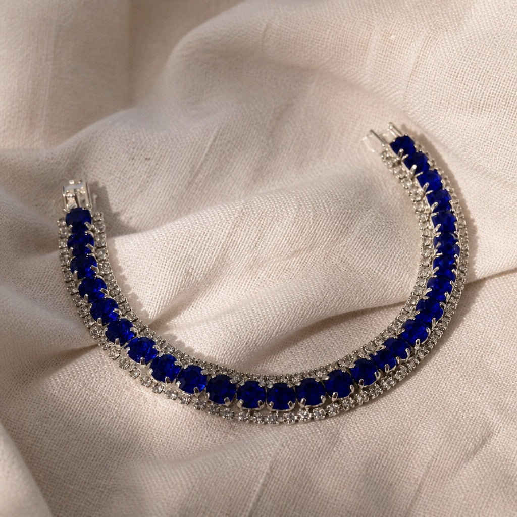 Blue Zirconia Tennis Silver Bracelet