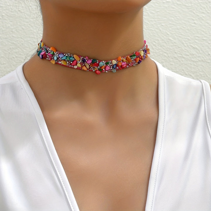 Boho Crushed Stone Choker Necklace