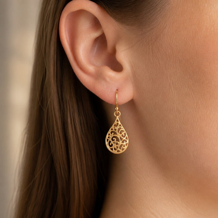 Boho Filigree Teardrop Earrings