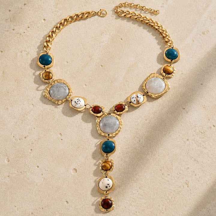 Boho Geometric Stone Charm Necklace