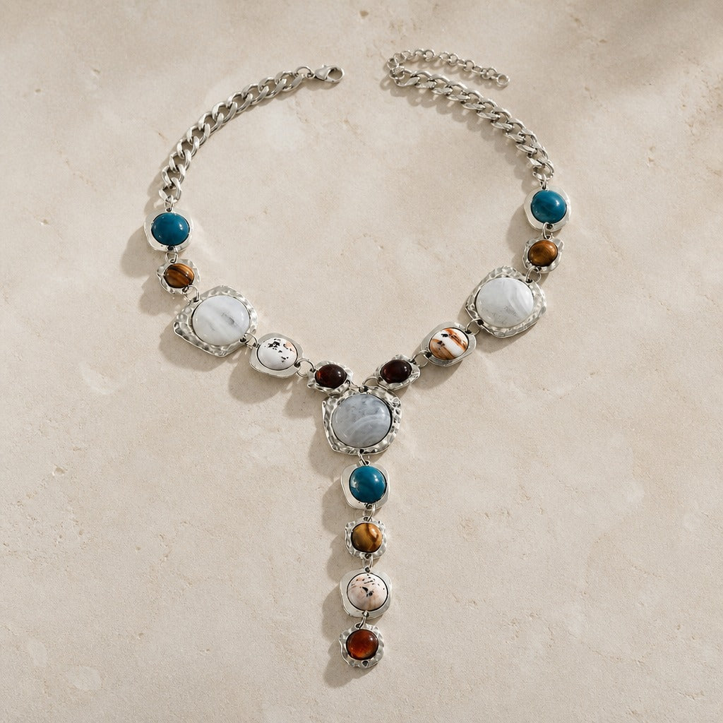Boho Geometric Stone Charm Necklace