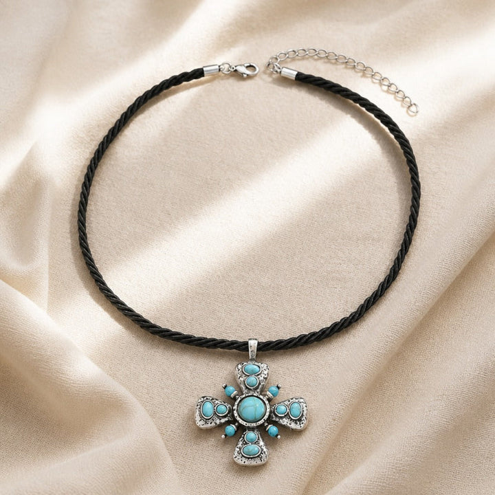 Boho Turquoise Cross Necklace