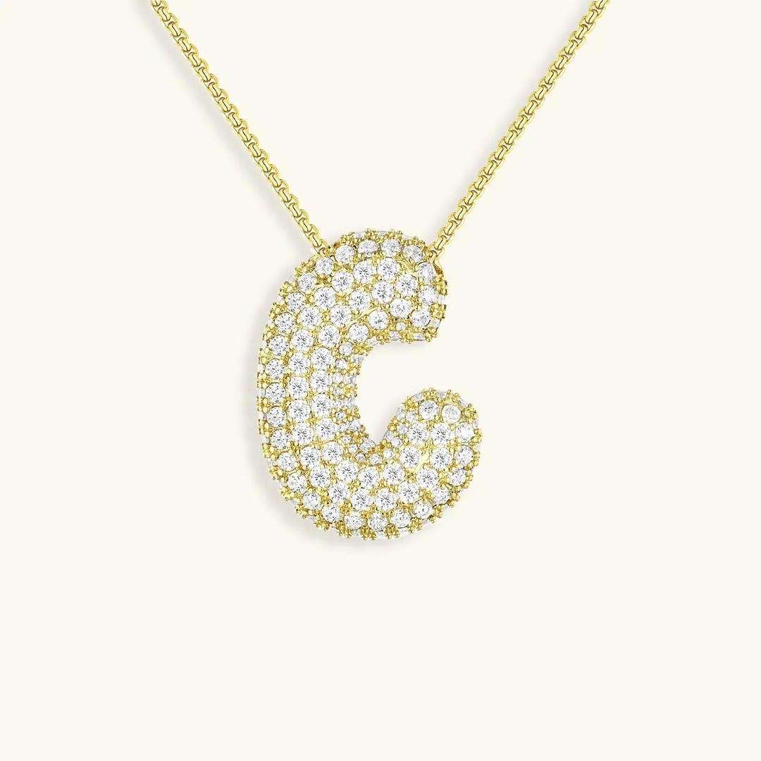 Bubble Initial Crystals Necklace